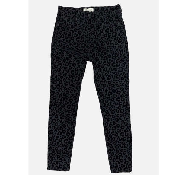 Madewell 9” midrise skinny black leopard print size 28 - Picture 3 of 4